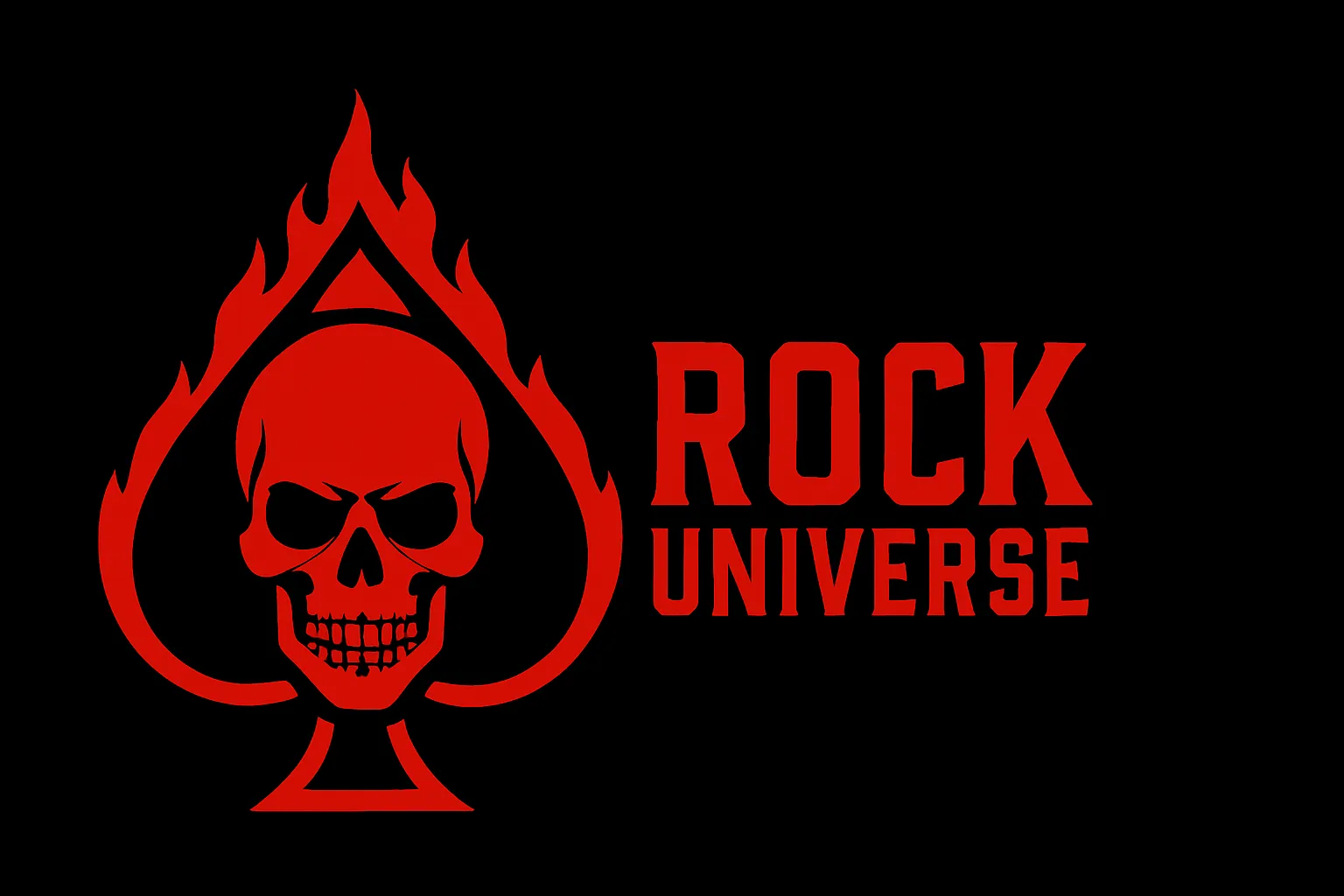 Rock Universe logo featuring a red flaming skull and bold lettering